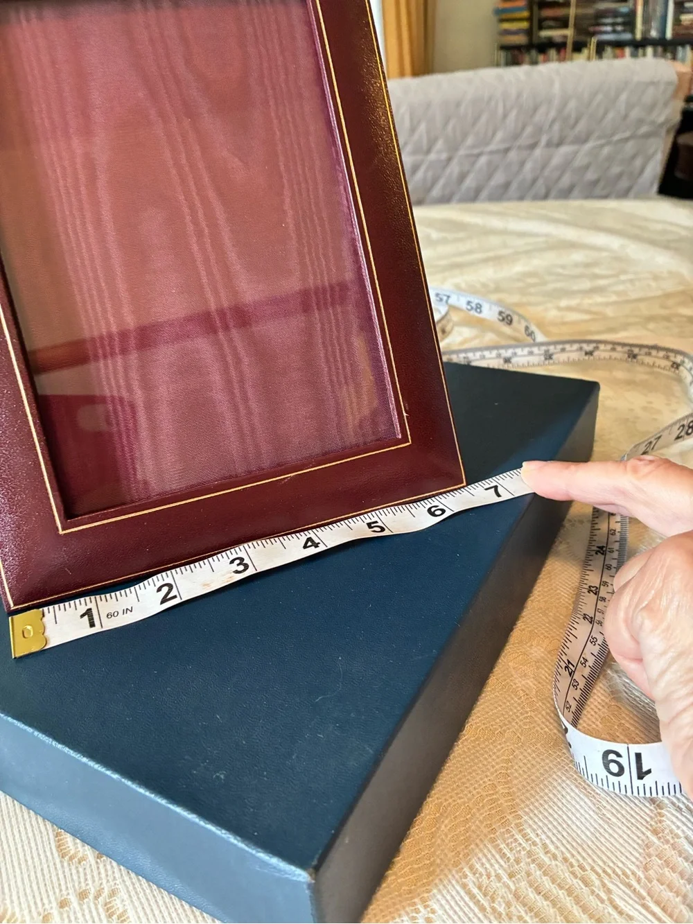 Vintage Brooks Brothers Burgundy Leather Larger Frame with Gold Accent- Italian